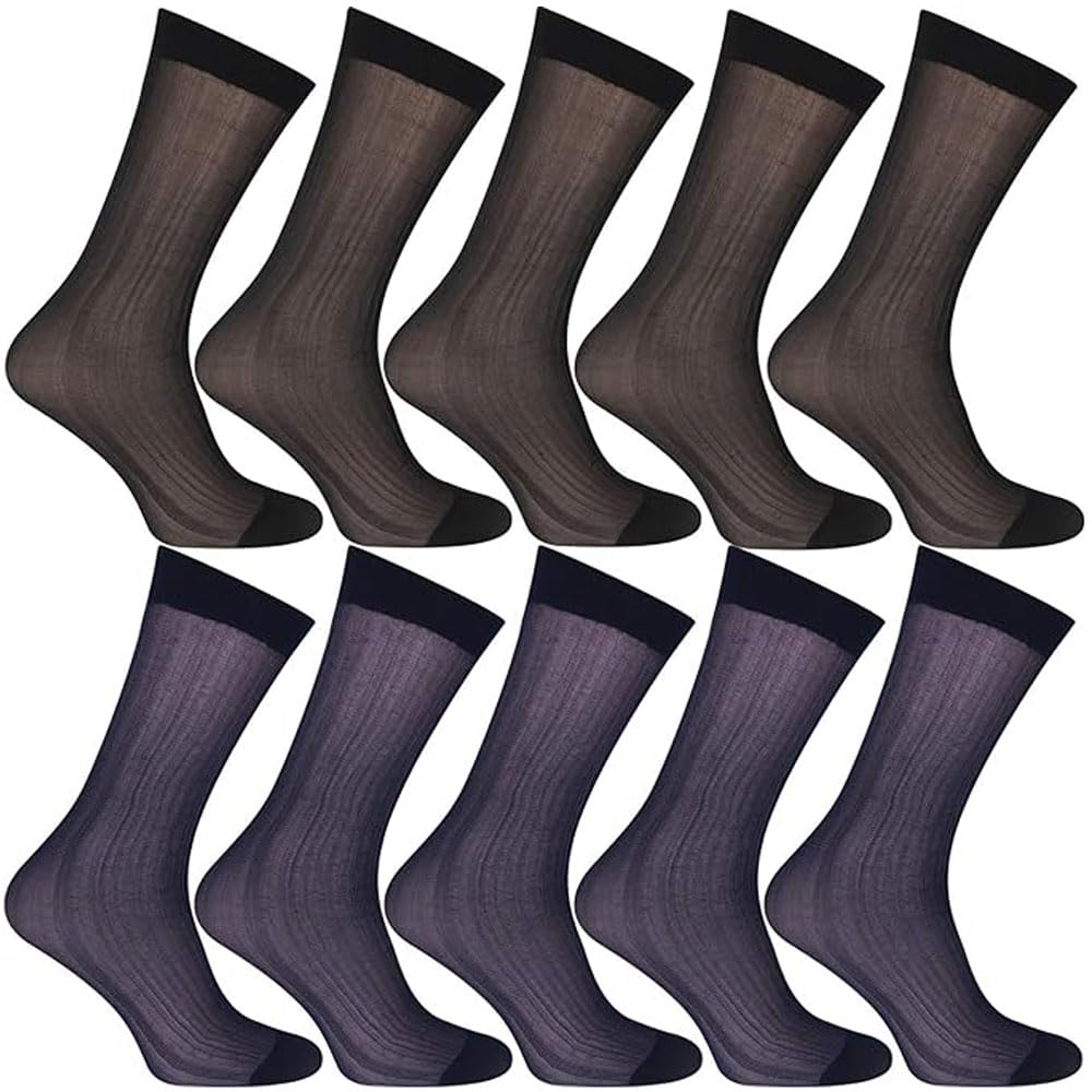 BABAHU Mens Ultrathin Dress Socks Silk Sheer Business Socks Soft Nylon Work Trouser Sox Mid Calf