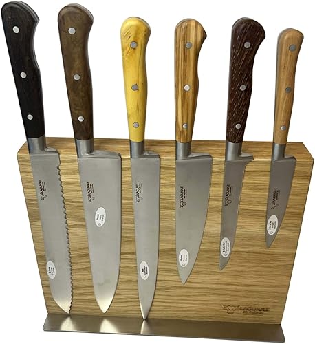 Miniatura 1 de Laguiole En Aubrac Juego de cuchillos de cocina, 7 piezas forjadas con mango de madera mixta cuchillo de chef, cuchillo de pan, cuchillo de pelar,