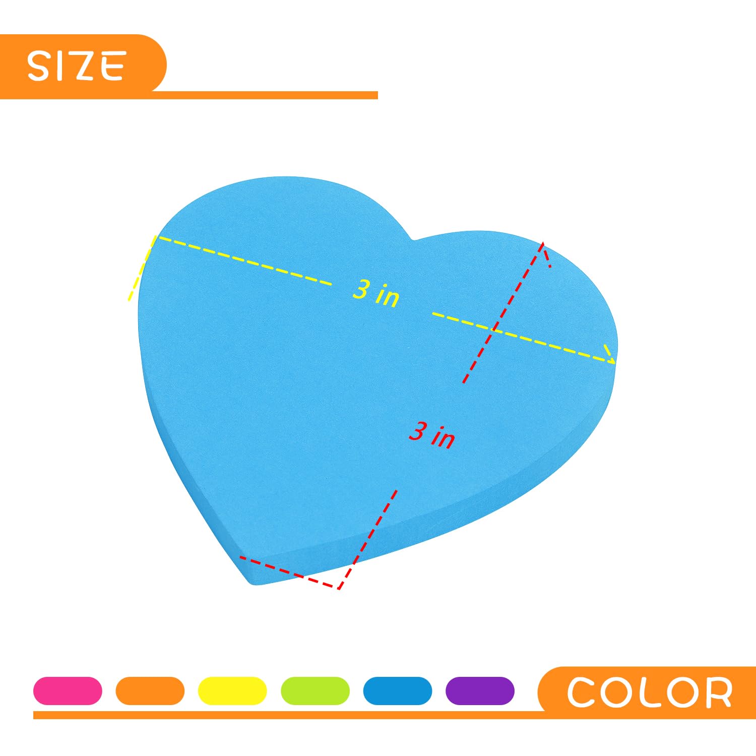 Herz-Form-Haftnotizen 6 Farbe Helle Bunte Sticky Pad 75 Blatt/Pad Self-Sticky Notizblöcke