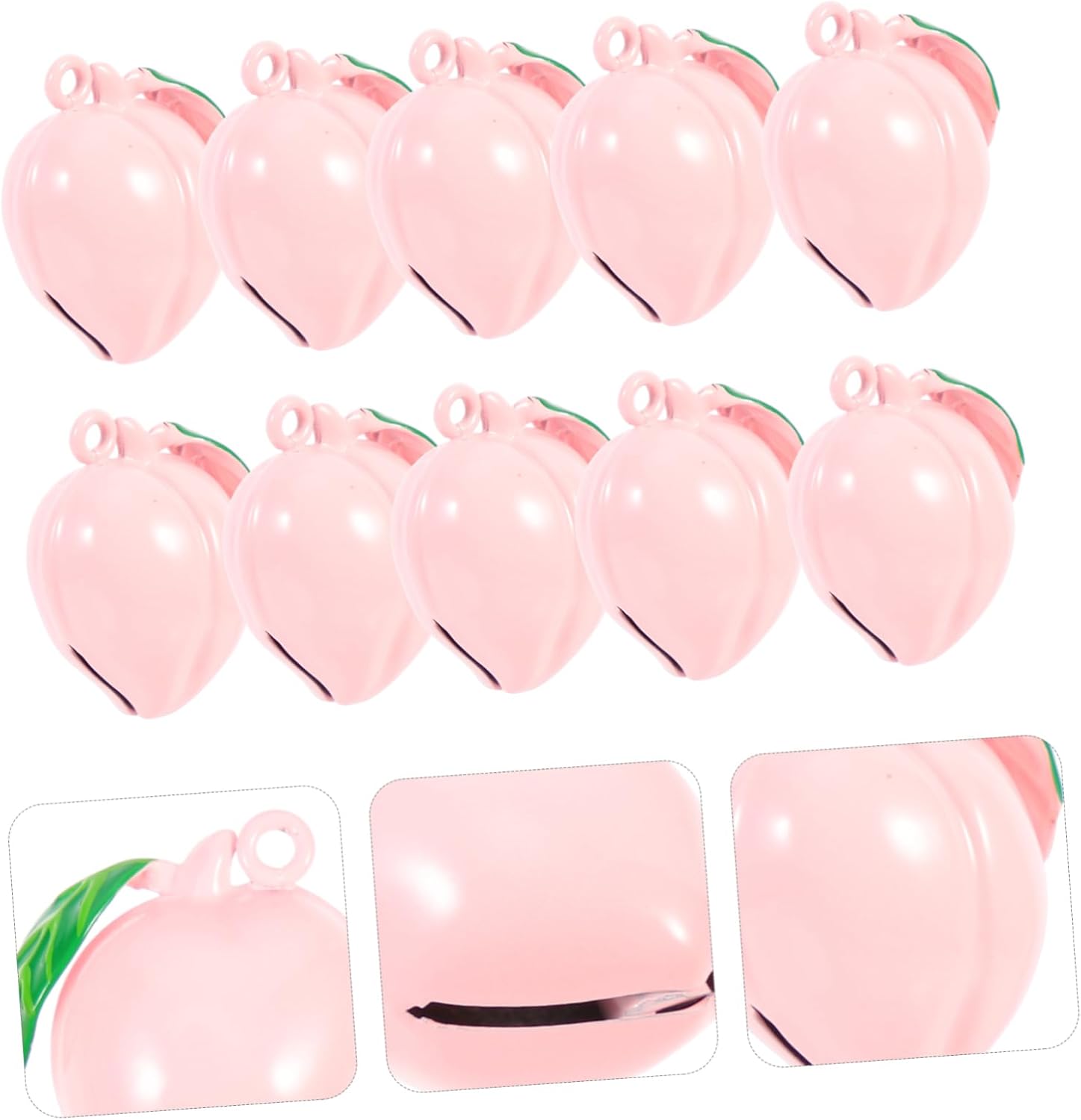Amosfun 20pcs Peach Shape Craft Bells Amulet DIY Supplies for Home Decor High-Class Wear-Resistant for Dream Catchers and Making