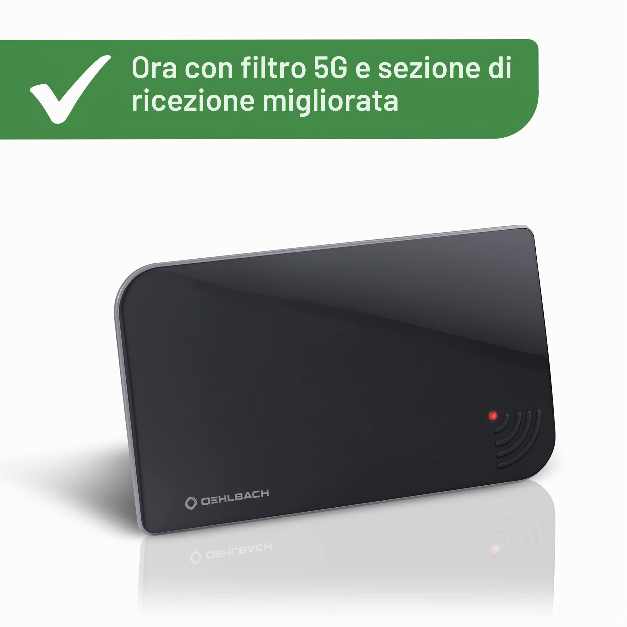 Oehlbach Scope Vision 5G DVB-T2 HD Antenna – Antenna digitale da camera – Amplificatore attivo DVB-T2 – Successore del nostro vincitore del test – con filtro 5G – Nero