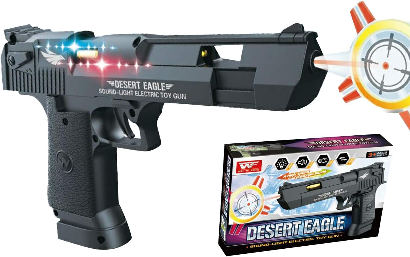 光る 鳴る 迫力のデフォルメされたデザートイーグル型ガン拳銃玩具 スライダーガン ターゲットマークプロジェクション 1個セット おもちゃ おもちゃ Amazon