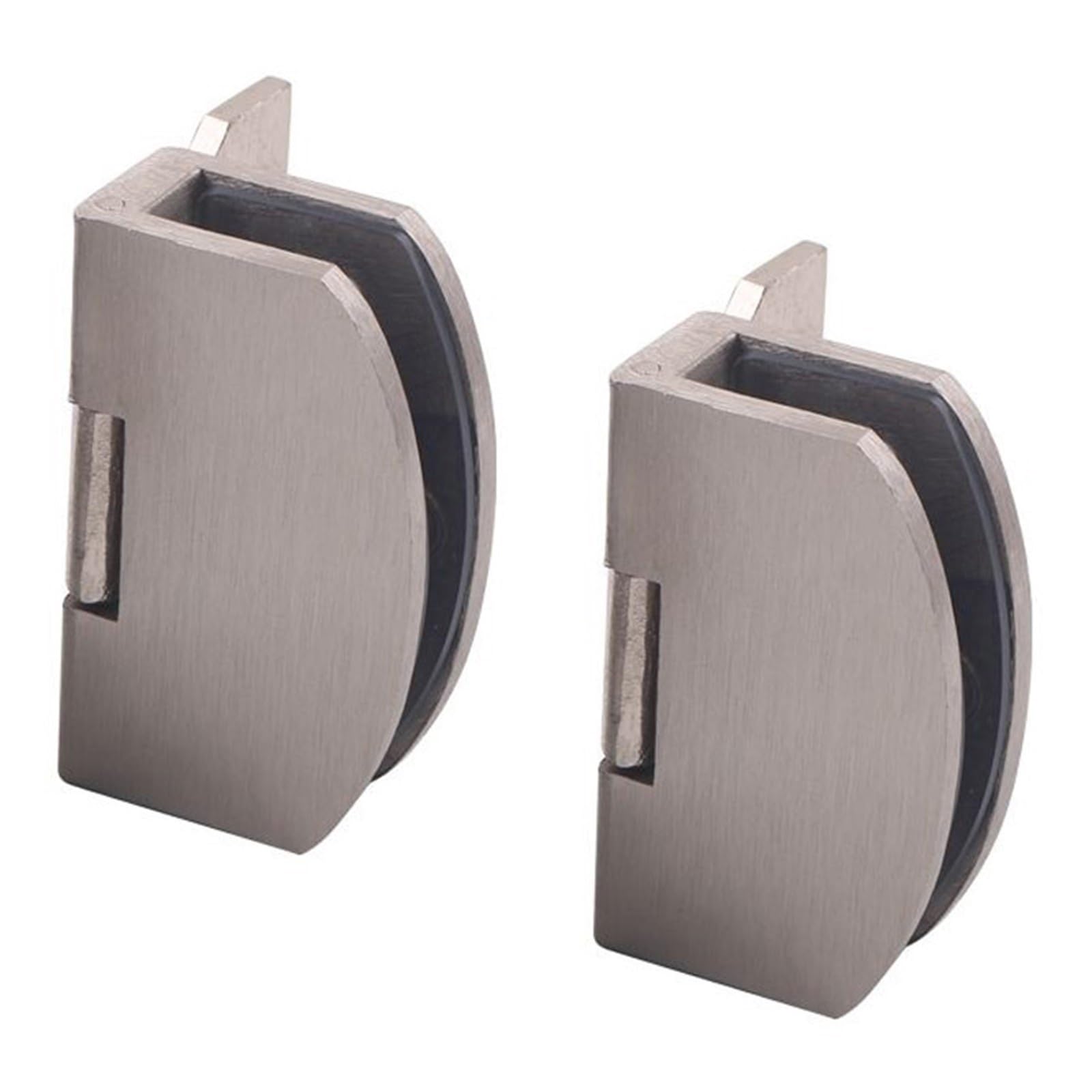 2 Pack Glass Door Hinge Self Closing Frameless Side Mount Glass Clip Wine Cabinet Display Cabinet Glass Hinge(Brushed 5-8MM)