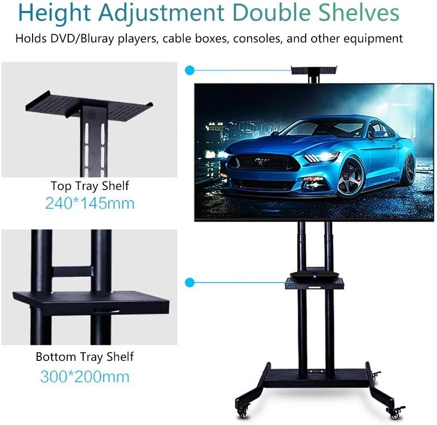 Soporte móvil para TV con ruedas y estantes miniatura 4