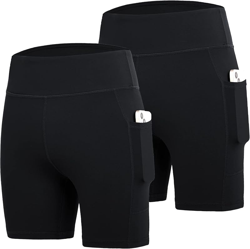 Girls 5" Spandex Volleyball Shorts Stretch Youth Athletic Gymnastics Shorts Kid Yoga Dance Compression Shorts Pocket