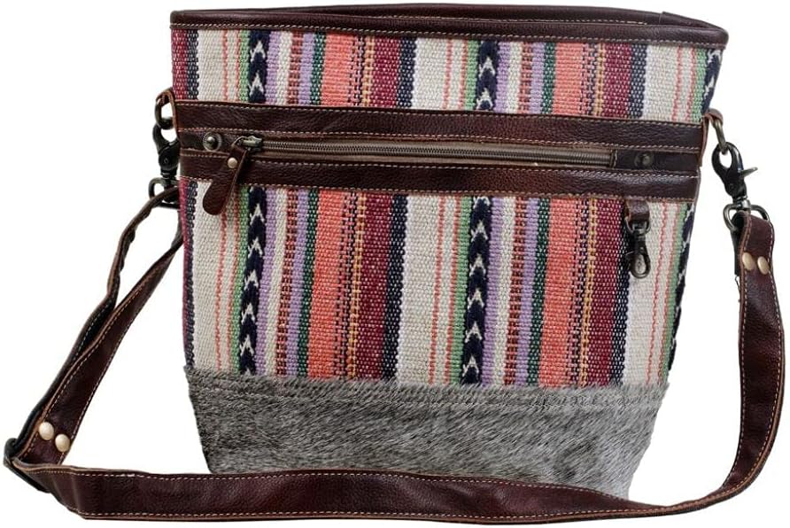 Myra Bag Hues Shoulder Bag Upcycled Cotton & Cowhide Leather S-2865