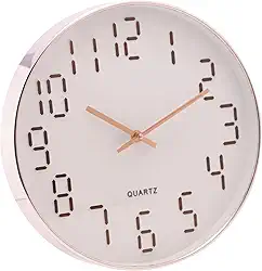 LYOR - Relógio de Parede em Plástico Quartz Branco com Rosé 30,5cm x 4cm - Decoração de Parede - Organização - Enfeites - Utilidades Domésticas