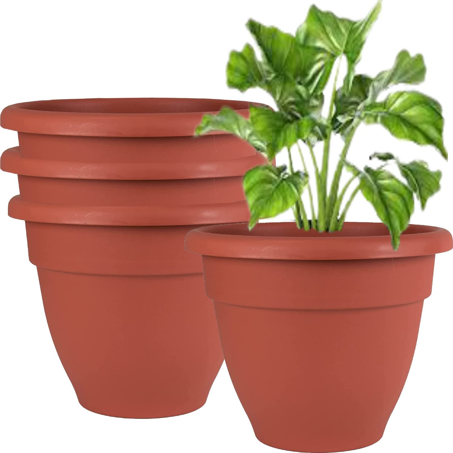 TECHBLAZE 18 Inch Big Planters for Outdoor Plastic Gamla for Plants Big Size Garden Plant Container Set Red Plastic Flower Pot for Indoor/Outdoor Gardening Balcony Roof Lawn- 4Pcs (B097ZSTMV7) Amazon Price History, Amazon Price Tracker