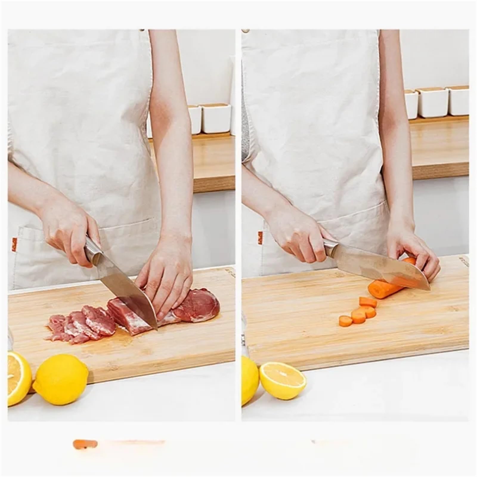 Tabla de cortar de plástico Tablas de cortar bambú for cocina. Tabla natural con asas for picar carne, verduras y frutas(26x36CM1.8 Thickness)