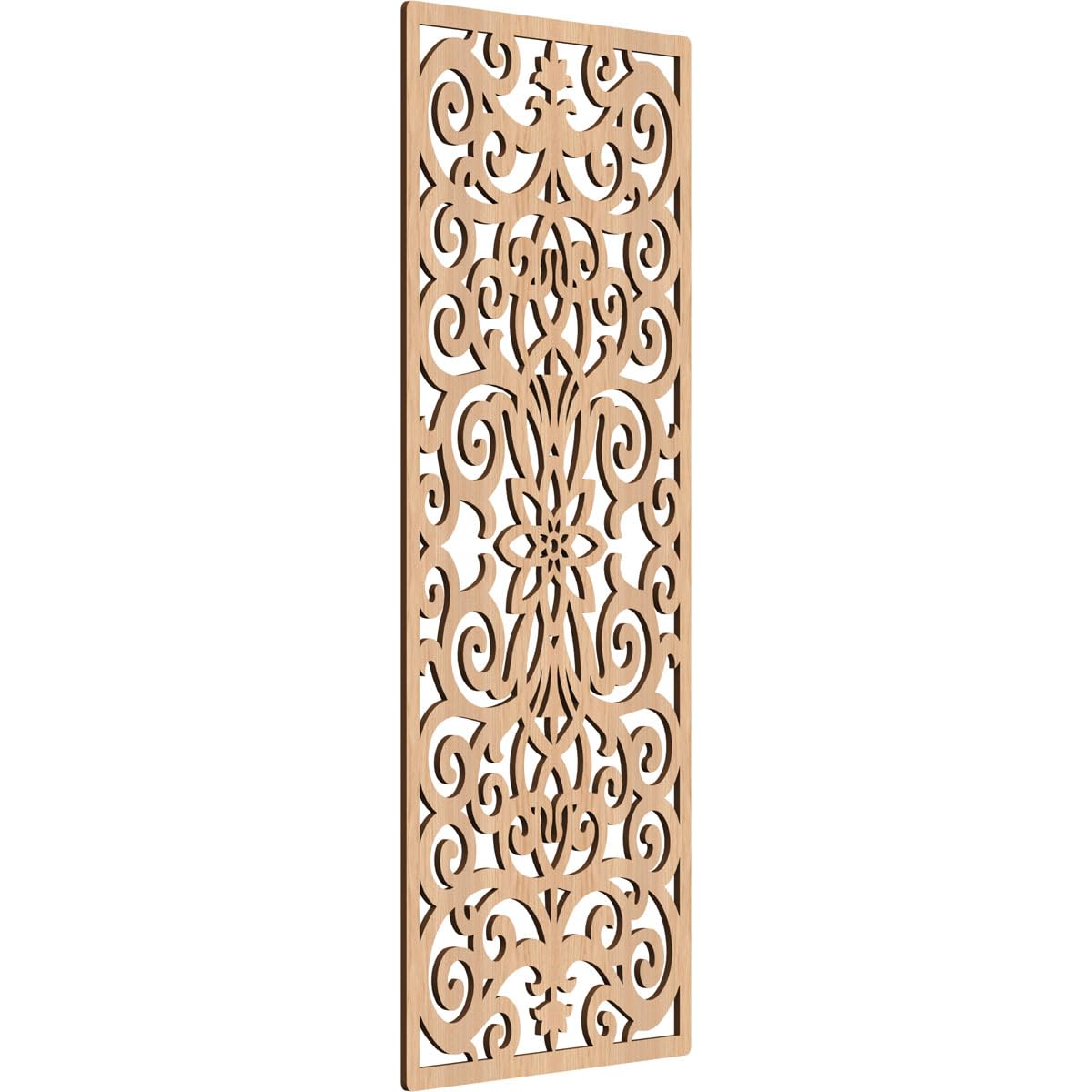 19 3/8"W x 49 3/8"H x 1/4"T Buel Decorative Fretwork Wood Wall Panels, Hickory