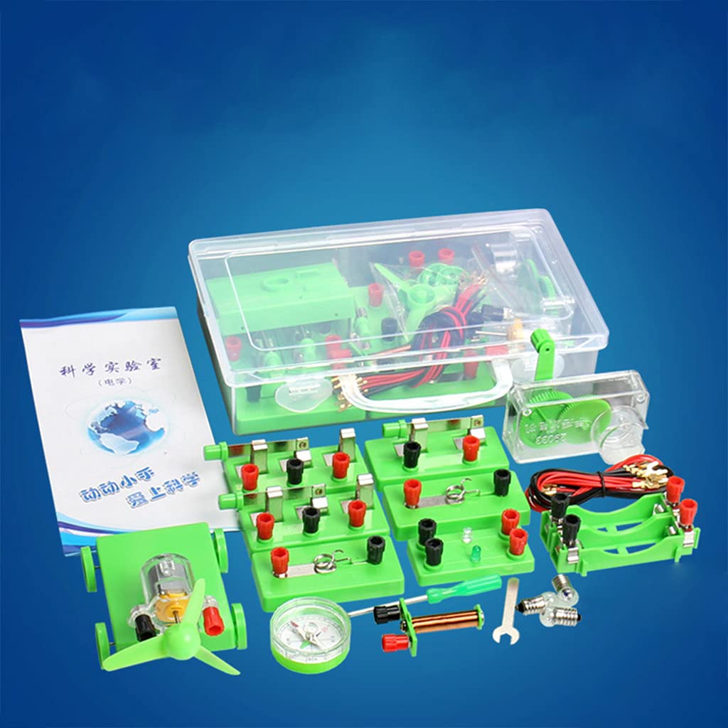Kit de iniciación de aprendizaje de circuito eléctrico de física, laboratorio de ciencias, kit de educación para experimentos básicos de electricidad, magnetismo, guía de estudio de ciencias, escuela