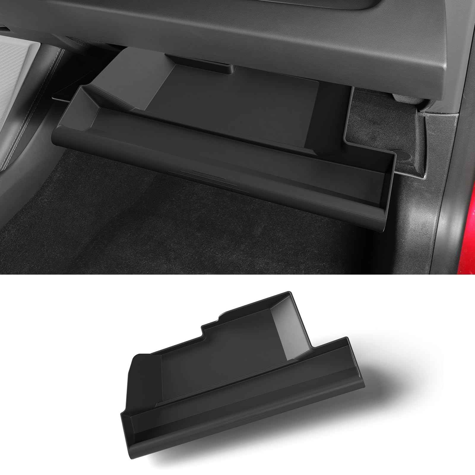 LUCKEASY Glove Box For Tesla Model 3 Highland 2025 2024 Glove Box Storage Box Storage Drawer Need Movable Organizer For Model 3 Accessories TPE Storage Tray Waterproof Black
