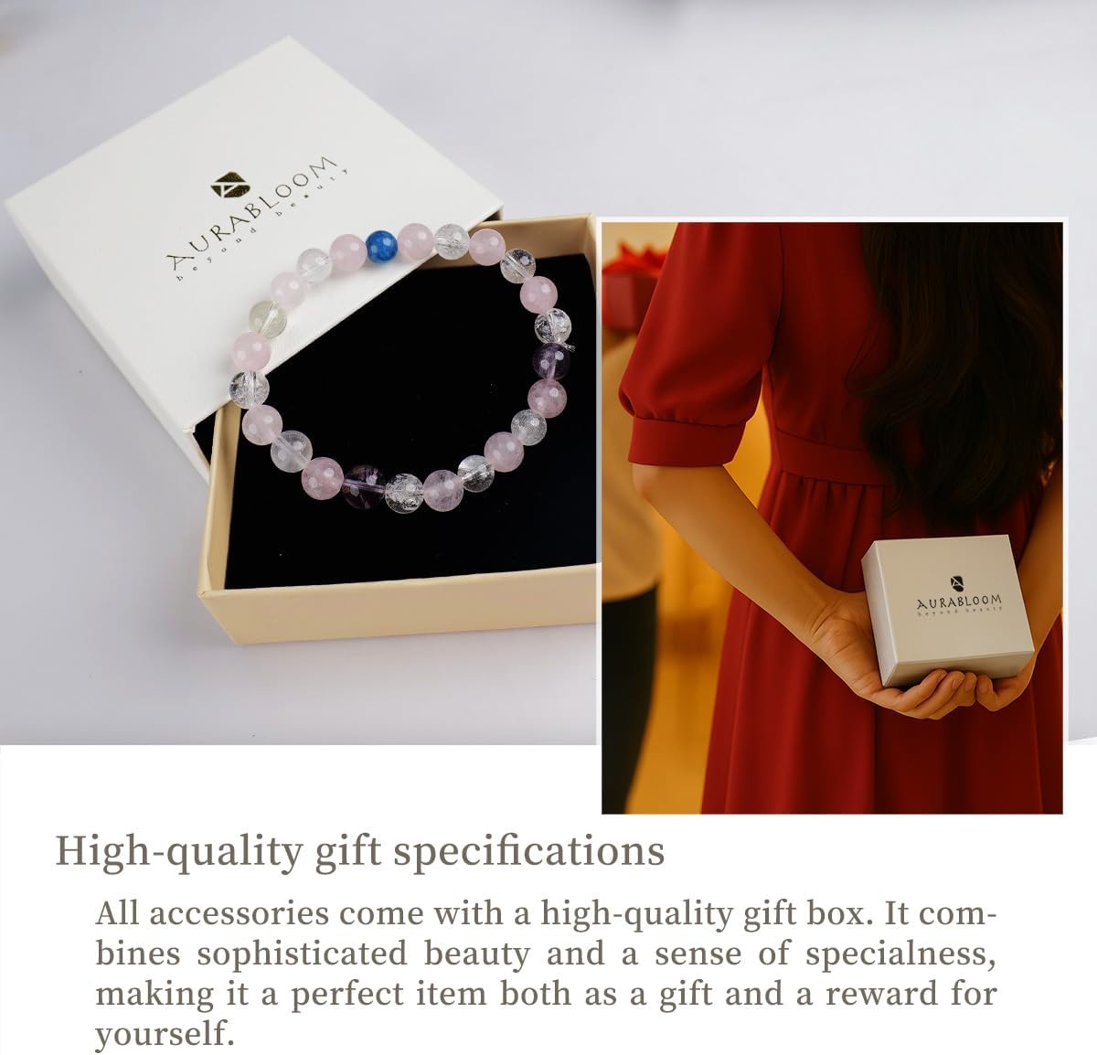 8mm Natural Gemstone Beaded Bracelet for Women, Dainty Round Crystal Stretch Bracelets, Spiritual Healing & Calming Stone Jewelry Gift - Image 6