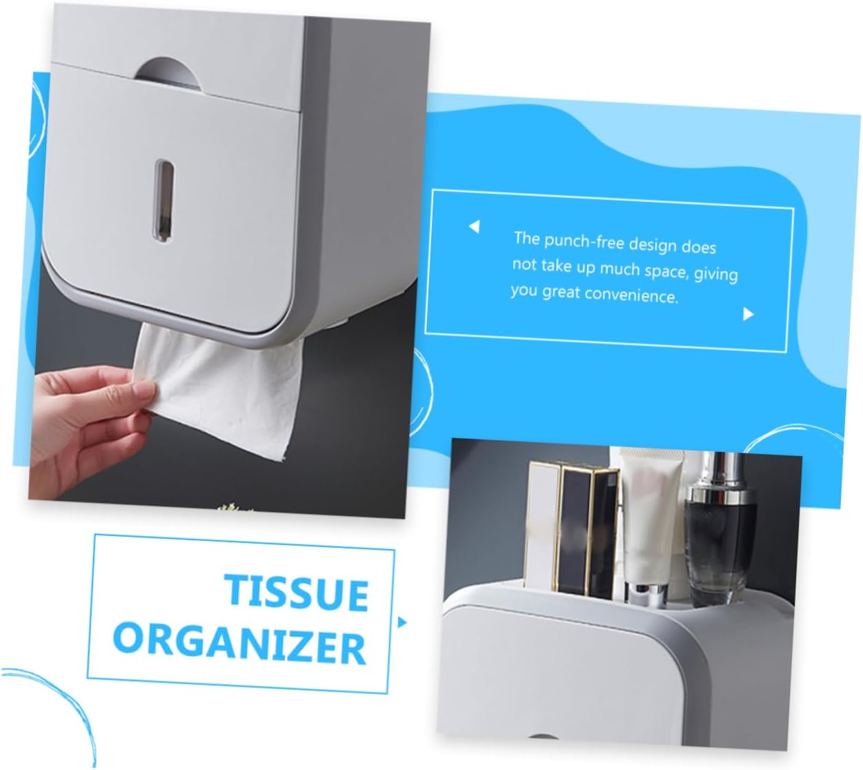 Cabilock Double Layer Roll Paper -Mounted Toilet Paper Holder Storage for Bathroom