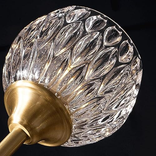 Plafonnier en verre transparent et finitions précieuses en or brossé - 6