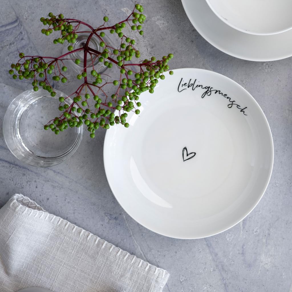 Villeroy & Boch - Statement Shallow Bowl Lieblingsmensch, ⌀18 cm, Premium Porcelain, White, Medium - Image 3