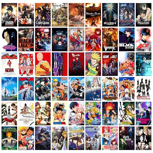 Image of MODERN GALLERY MART Pack of 54 Anime Series Wall Collage Kit Posters - 4 x 6 Inches Posters for Wall Decoration - Wall Art For Bedroom, Office, Living room, Dorm room - Glue Dots Included