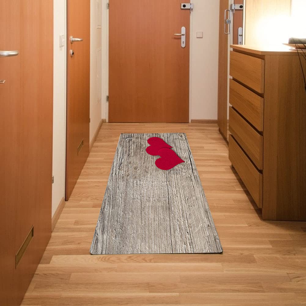 Wycieraczka Kuuleyn Heart-Shaped Wood Grain, mata podłogowa do domu (60 * 180CM)
