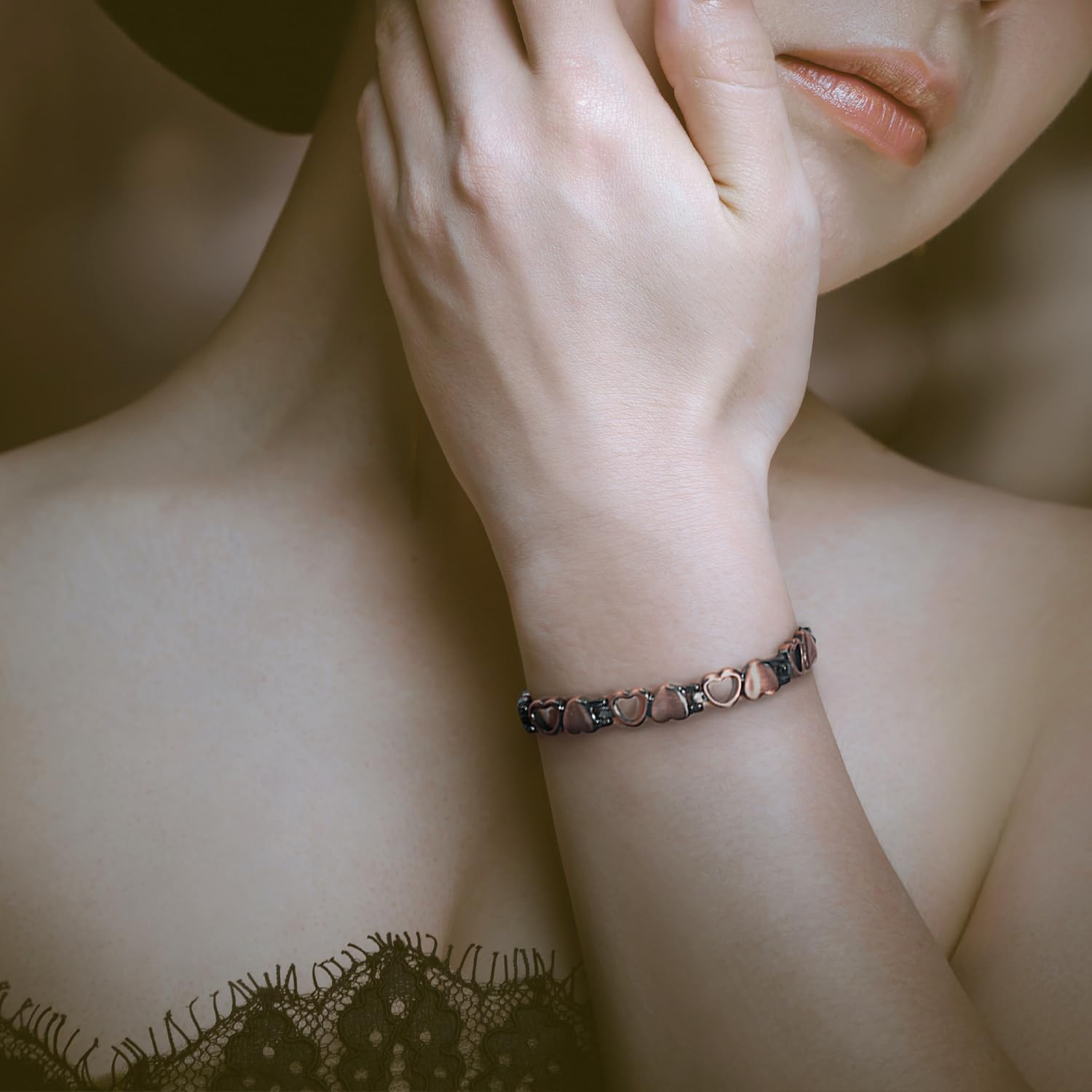Rainso Reines Kupfer Magnetisches Gesundheitsbehandlung Armband Weibliche Arthritis Schmerzlinderung Liebes Design Mit Geschenkbox Verstellbar