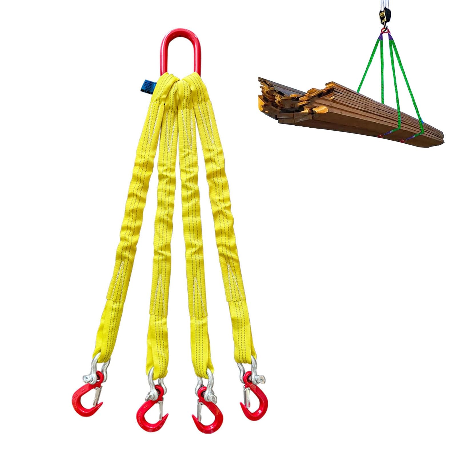Cinghie di Sollevamento per carichi Pesanti con Anelli in Acciaio Legato - Cinghie a Quattro Gambe, Portata 10 tonnellate, Cinghie in Poliestere per Traino e movimentazione (2,5 Metri).