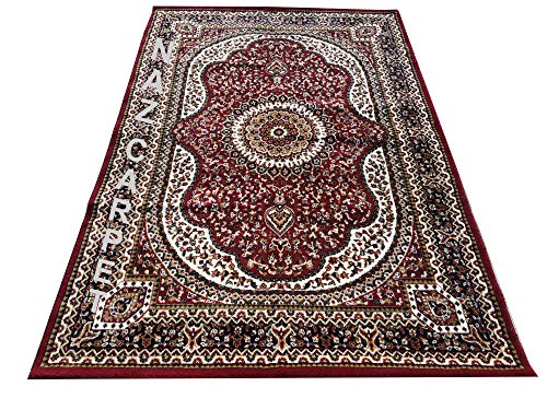 Image of Kashmiri Traditional Woollen Carpet with Advanced 1 Inch Thickness & Classical Look 180x275cm (6x9 Feet) Color Maroon