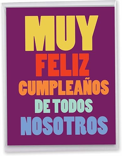 Miniatura 9 de NobleWorks, Big Feliz Cumpleanos - Tarjeta de cumpleaños española jumbo de All of Us (8.5 x 11 pulgadas), felicitación de cumpleaños grupal