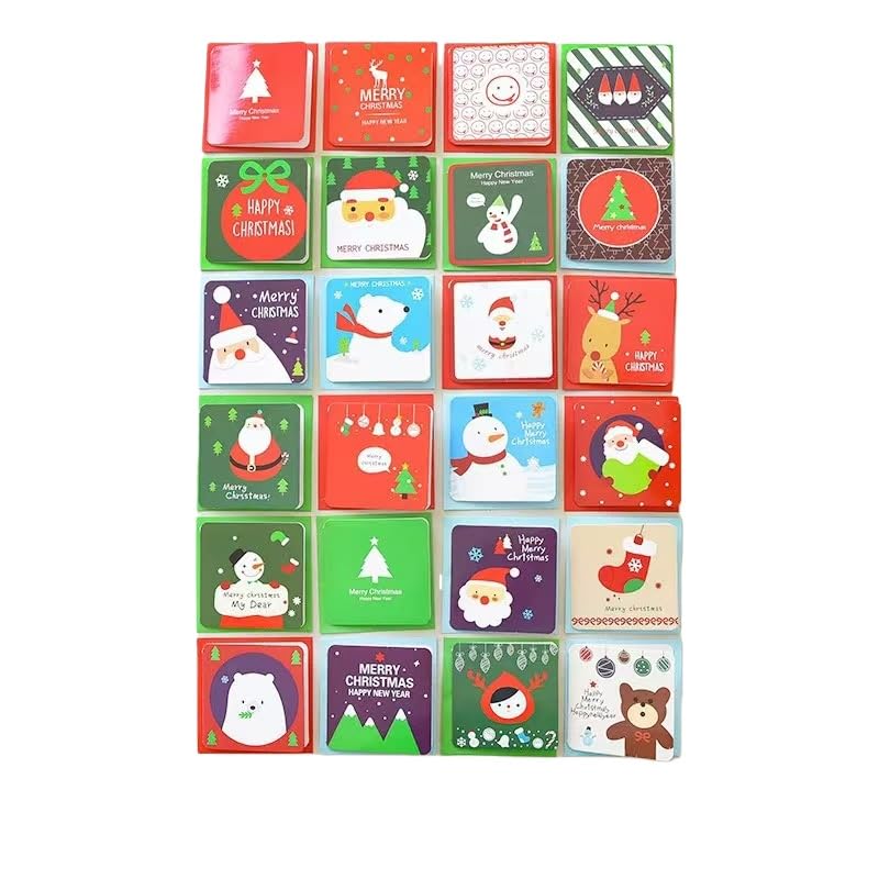 HUBGFEQ 24 unidades/lote de tarjetas de felicitación de Navidad, mini tarjeta de bendición, sobre para fiestas de vacaciones, Año Nuevo, tarjeta de invitación, postal, tarjeta de regalo, B-24 piezas
