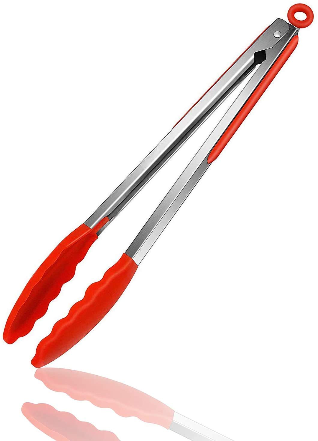 Kitchen Tongs, Hiash Stainless Steel Locking Cooking Tongs With Silicone Tips For Barbecue, Cooking, Salad, Grilling 16-Inch