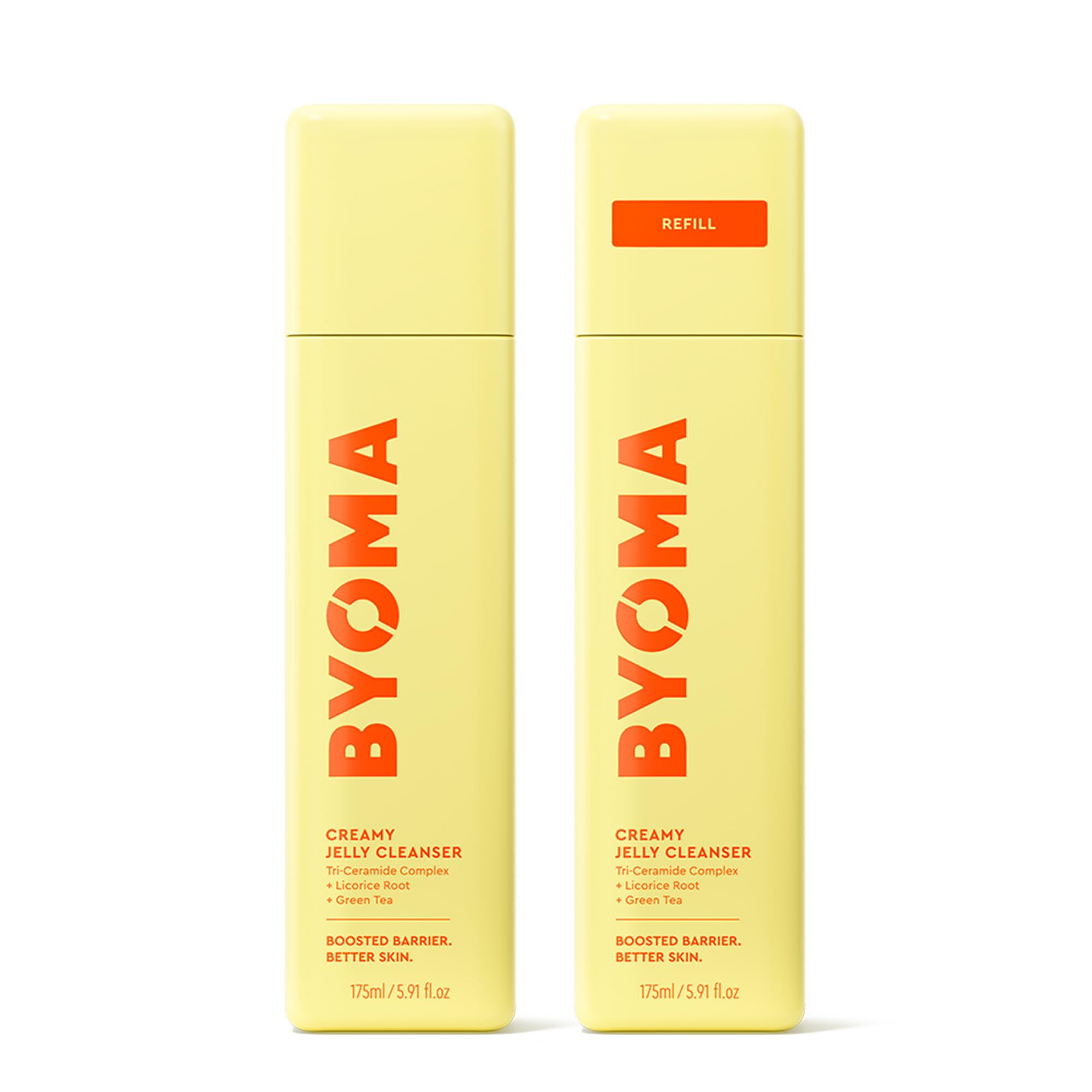 Creamy Jelly Cleanser & Refill Bundle – Hydrating Face Wash for Sensitive Skin – Tri-Ceramide Formula for Skin Barrier Repair – Removes Makeup & Oil – 2 x 5.91 fl oz