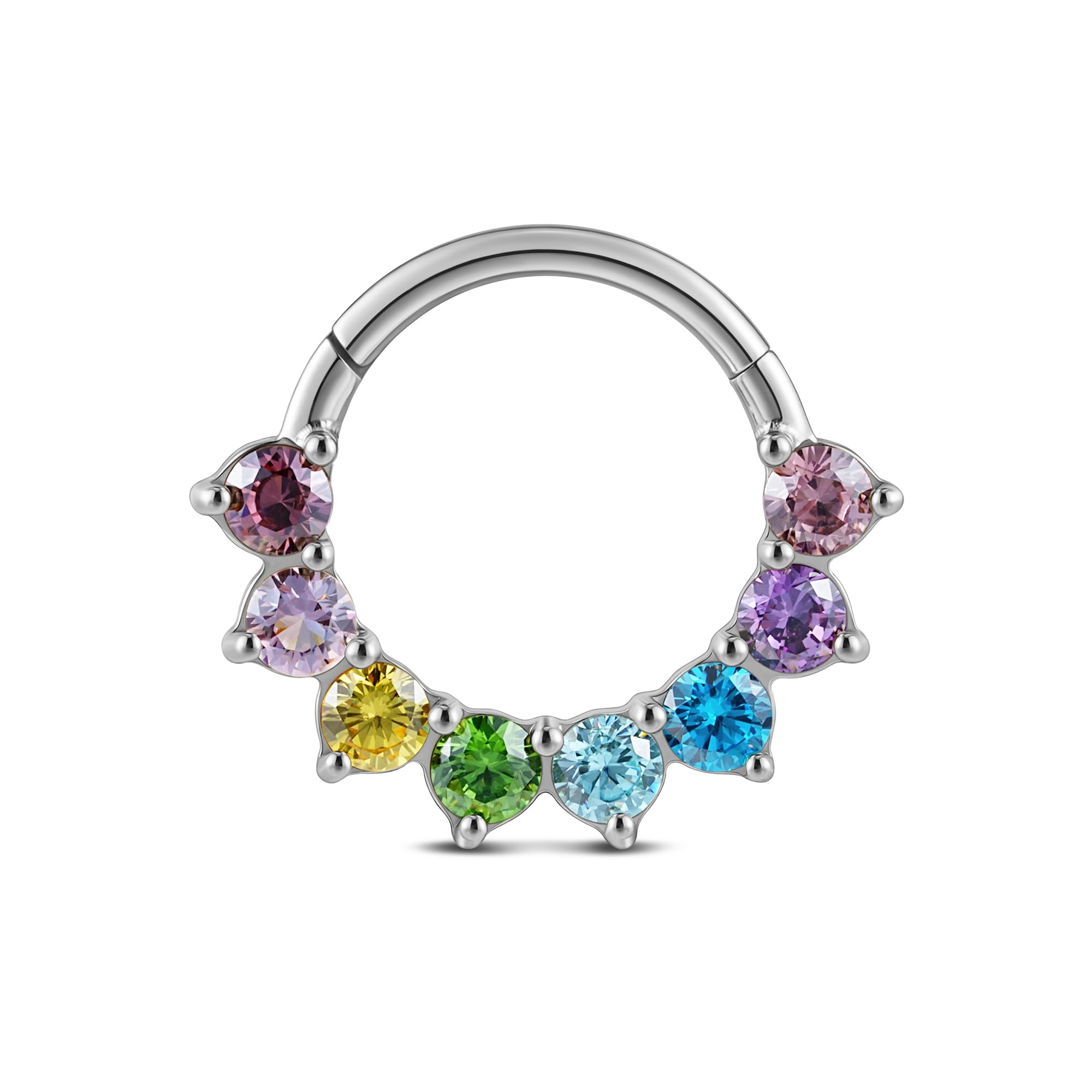 FINE4U Daith Piercing Jewelry 16G 8mm 10mm - ASTM F136 Titanium Septum rings, Cartilage Earring, Nose Rings Hoops, Hinged Clicker