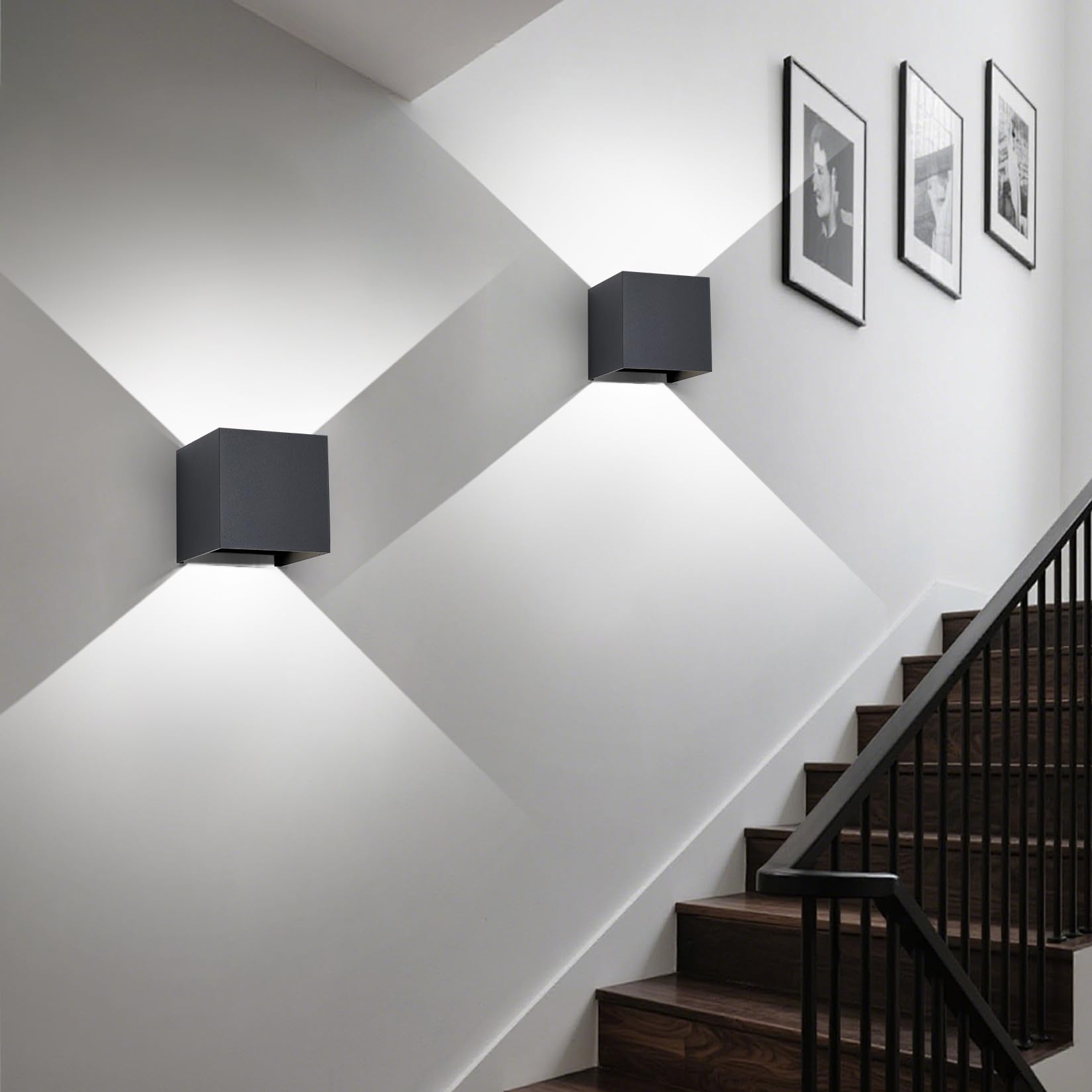 LED Wandleuchte Aussen/Innen, 4 Stücke Wandlampe Aussen mit Austauschbarer G9 Wasserdicht IP65 Außenleuchte,3000K Aluminium Außenlampe Einstellbar Abstrahlwinkel,Up Down Wandbeleuchtung Anthrazit