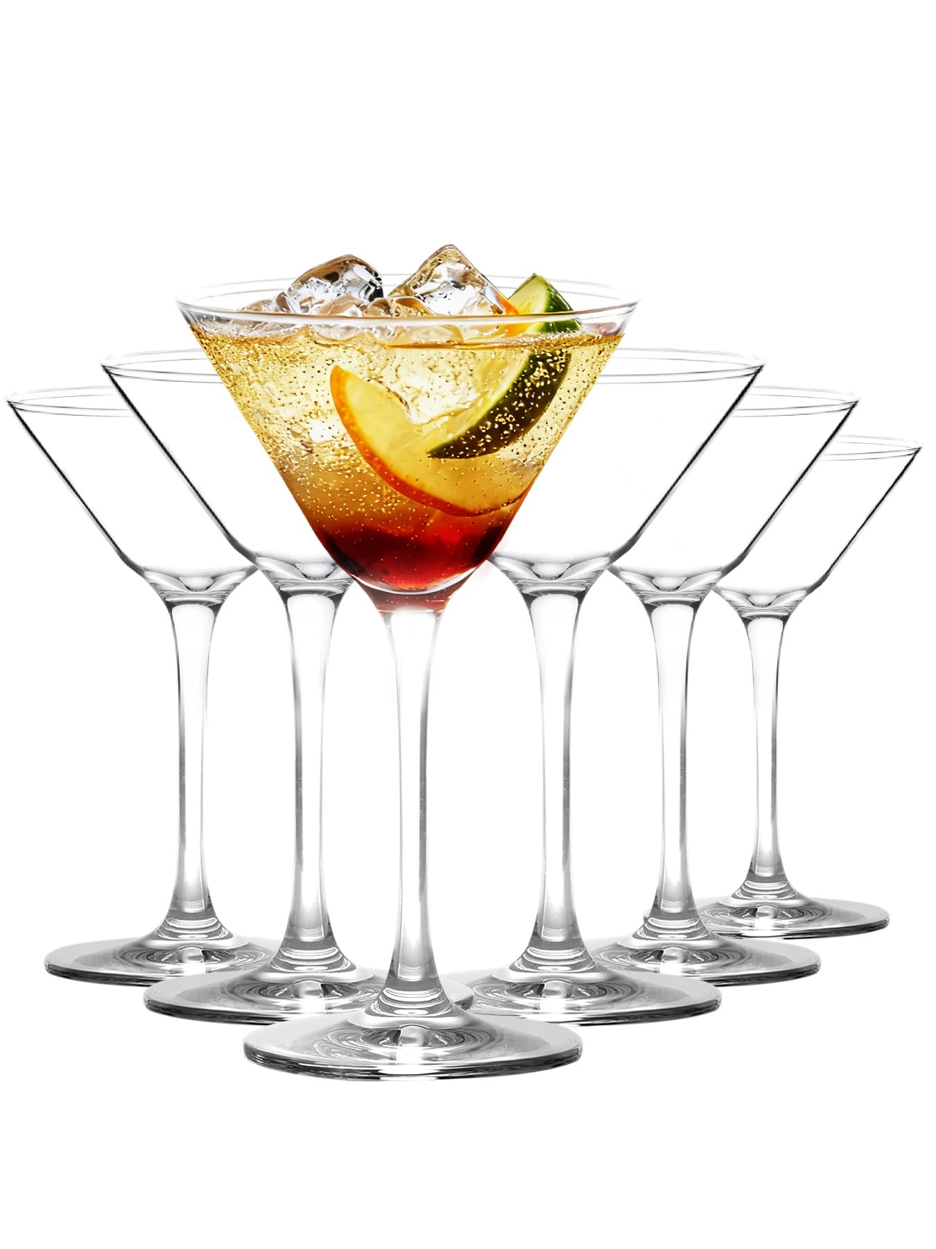 Lot de 6 Verres à Martini 160 ml en Cristal Sans Plomb – Verres à Cocktail avec Pied, Verre Margarita, Espresso Martini, Gin, Tequila, Coupe Cocktail Transparente Compatible Lave-Vaisselle