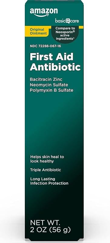 Amazon Basic Care First Aid Triple Antibiotic Ointment, Treats Minor Cuts, Scrapes and Burns, 2 Ounces