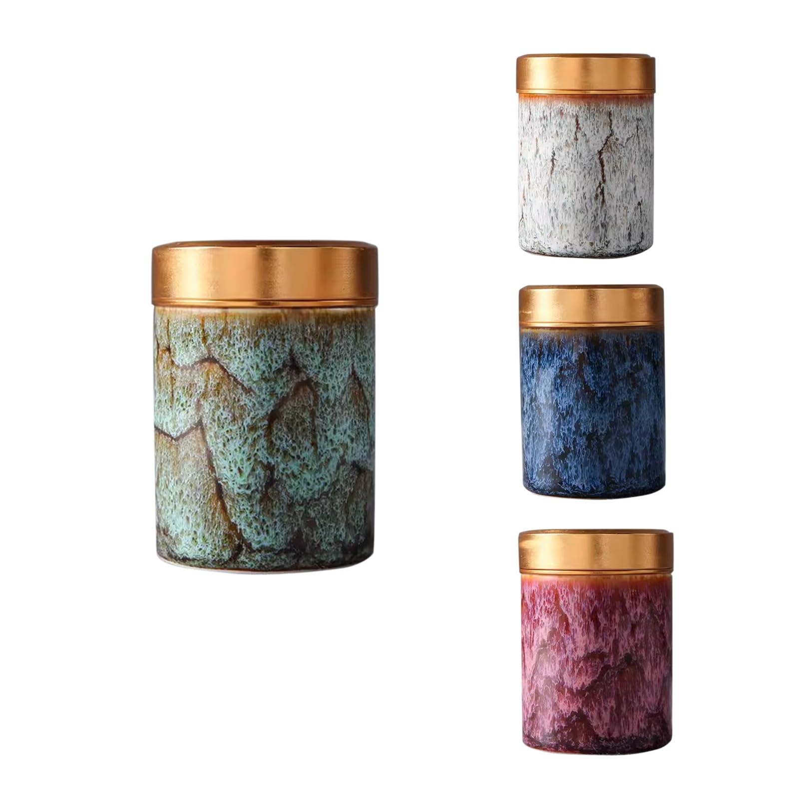 NS Online Small Mini Urns 4 Piece -Ceramic Metal Screw lid Keepsake 2.5 inches Urns Set of 4， Funeral Memorial Urn Hold 3.5 Cubic inches for Human Ashes, and Pet