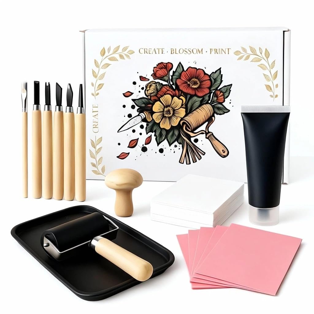 Kit de linogravure pour timbres faits maison et ateliers créatifs en famille