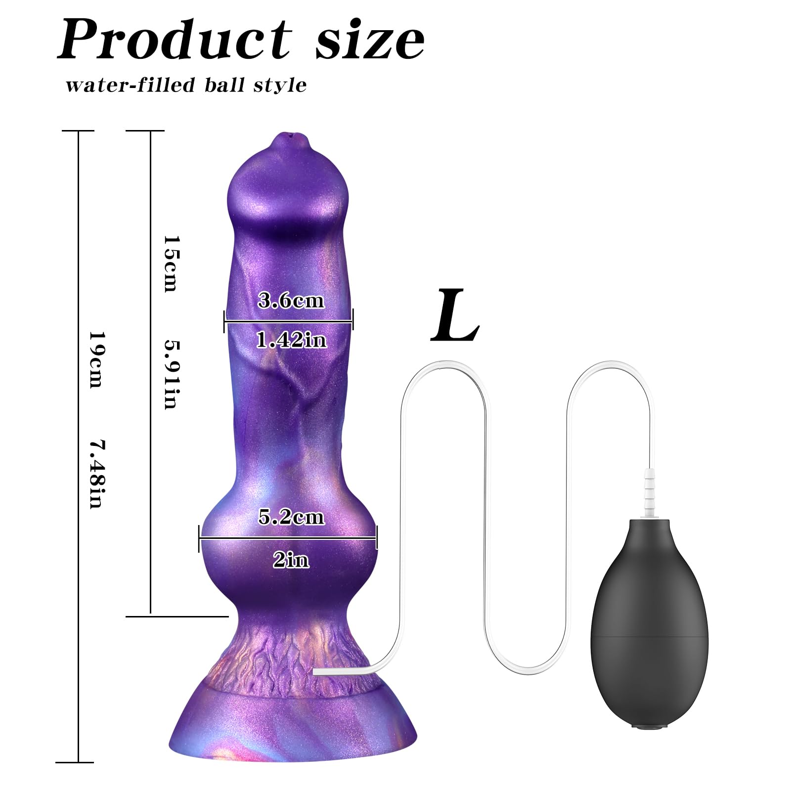 AMAZBEE Godes éjaculateurs avec ventouses et pompes à eau Plugs anaux éjaculateurs monstres pour SM Sex Toy Dilatateurs anaux en silicone avec nœud (L)