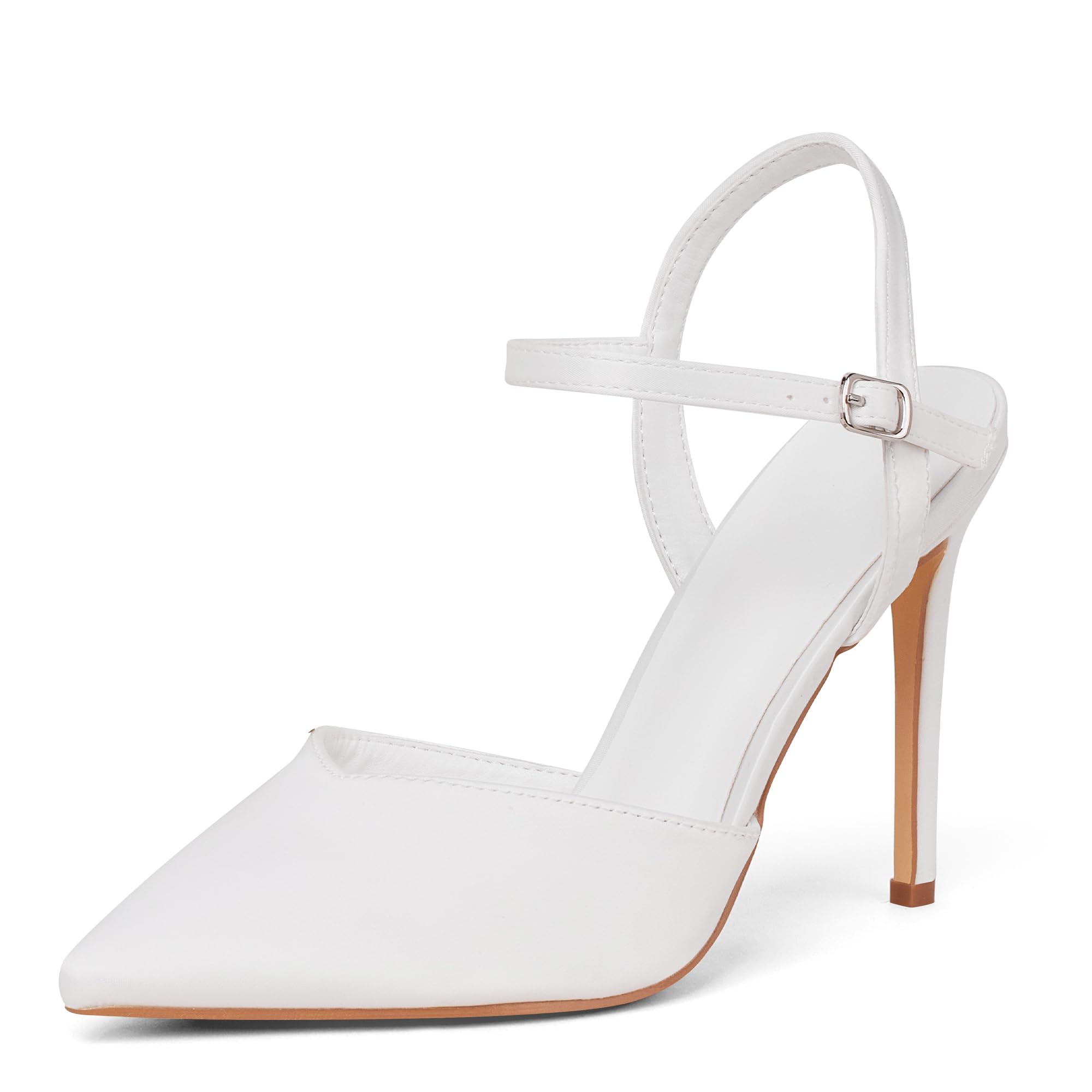GENSHUO Elegante High Heels mit spitzer Zehenpartie und 10cm Stiletto, Sexy Damenschuhe mit Knöchelriemen für den Abend