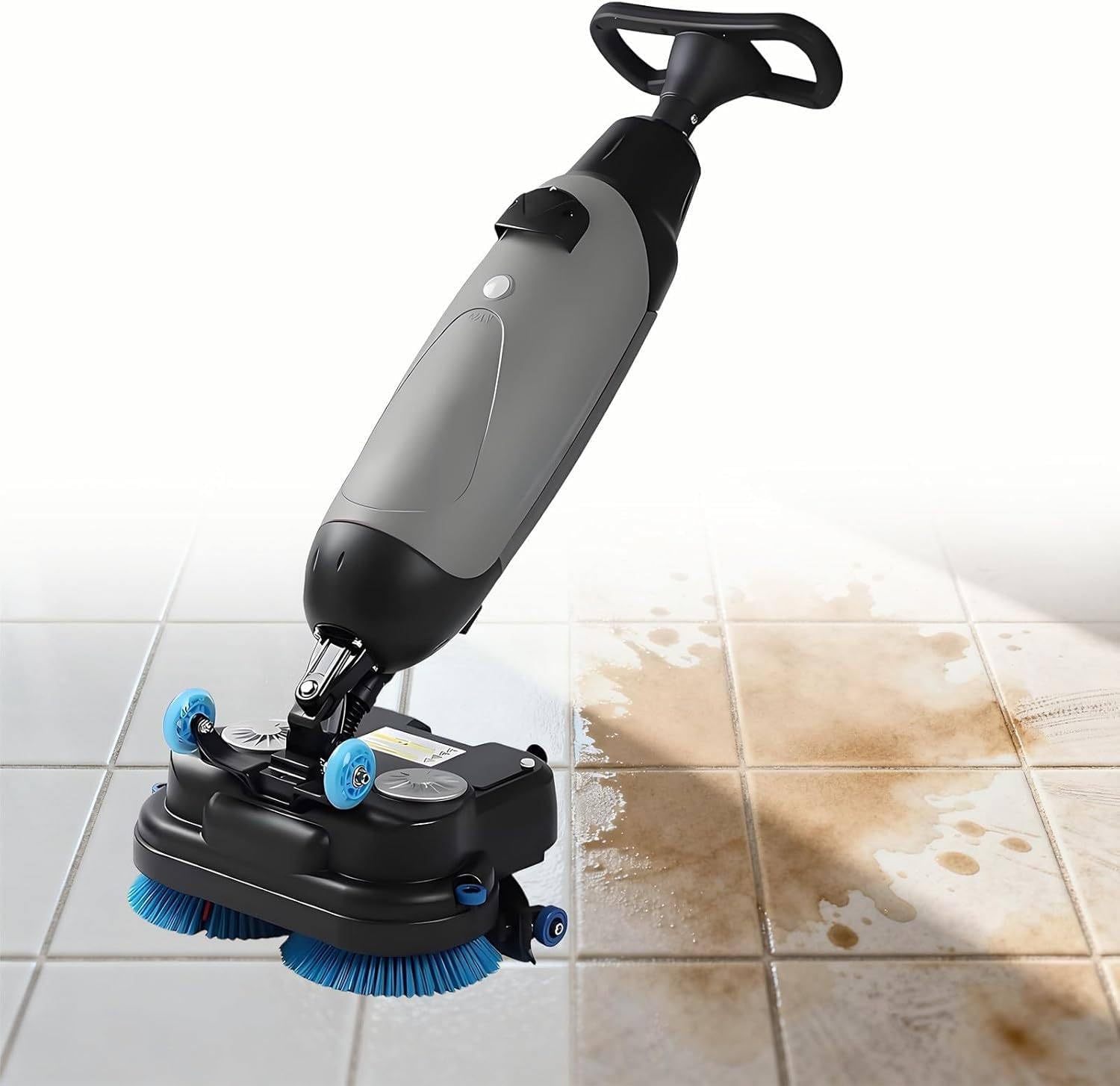 Cordless Floor Scrubber Machine, Multi-Functional Polisher, Dual Brush, 17” Cleaning Width, 90 Minute Runtime, 240 RPM for Home and Commercial Use