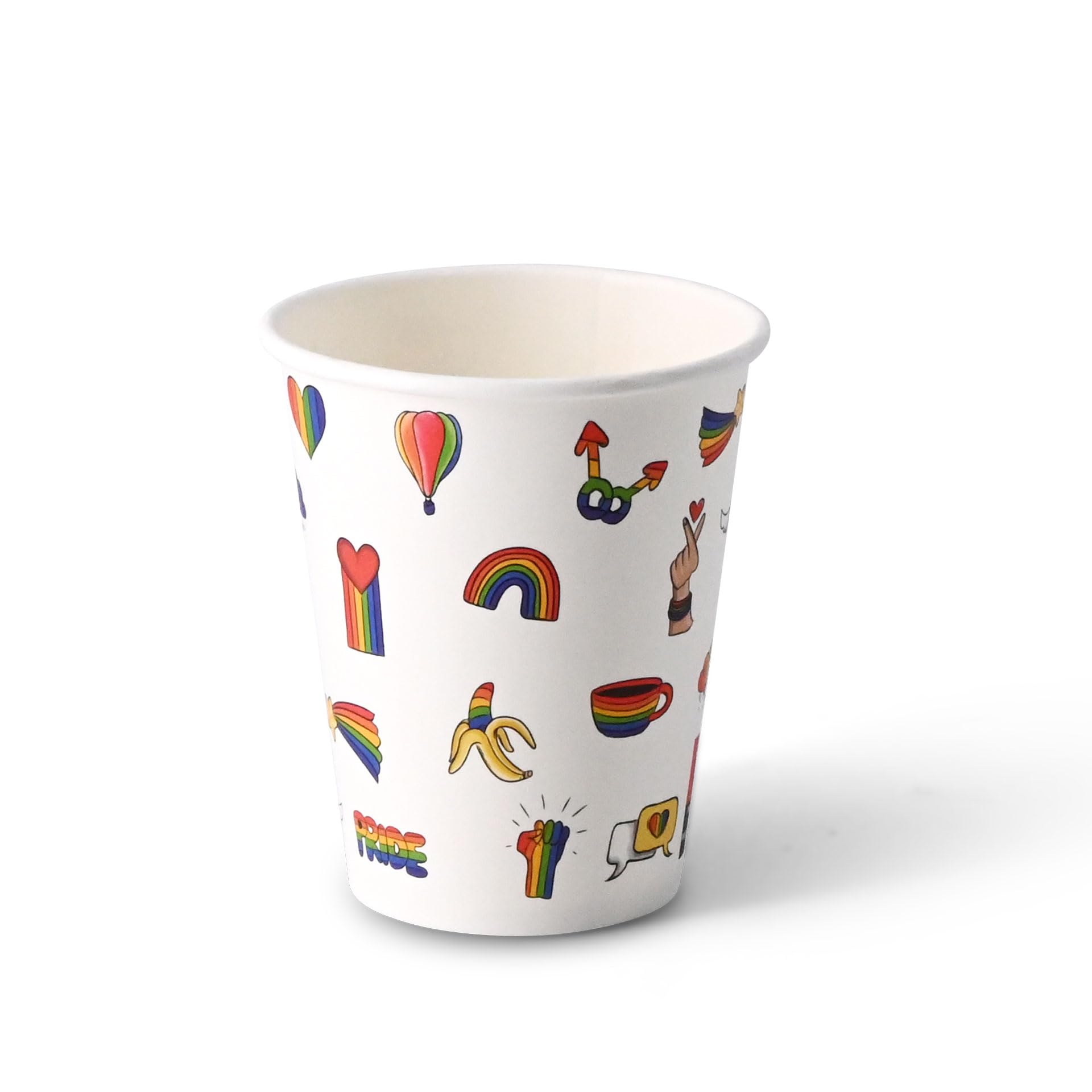 BIOZOYG Bicchieri di carta 1000 pezzi stampati 'Pride' 200ml/8oz, Ø 80mm Bianchi - Rivestiti - Bicchieri da caffè usa e getta - Bicchieri di carta colorati - Ecologici - Eleganti per eventi e feste