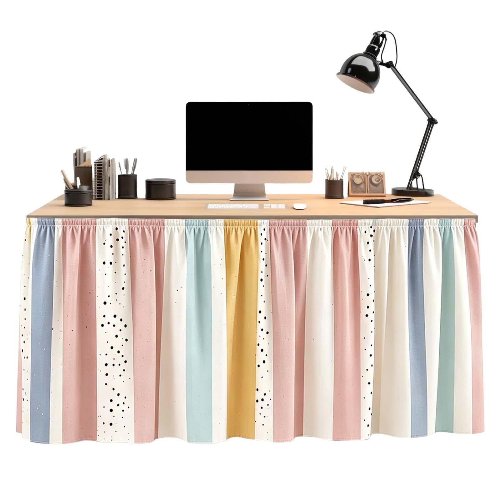Desk Skirt for Classroom, Colorful Back to School Table Cloth 76x183cm