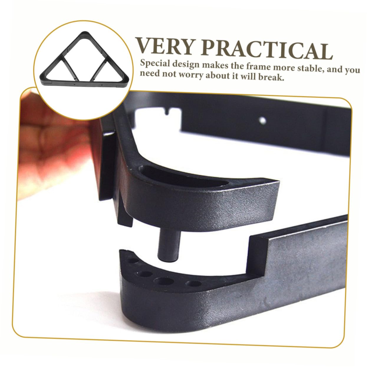 Cabilock Supporto Triangolare Resistente e Facile da Organizzare in Plastica Nera per Palle da Biliardo per Casa e Feste, Adatto a Professionisti e Amatori