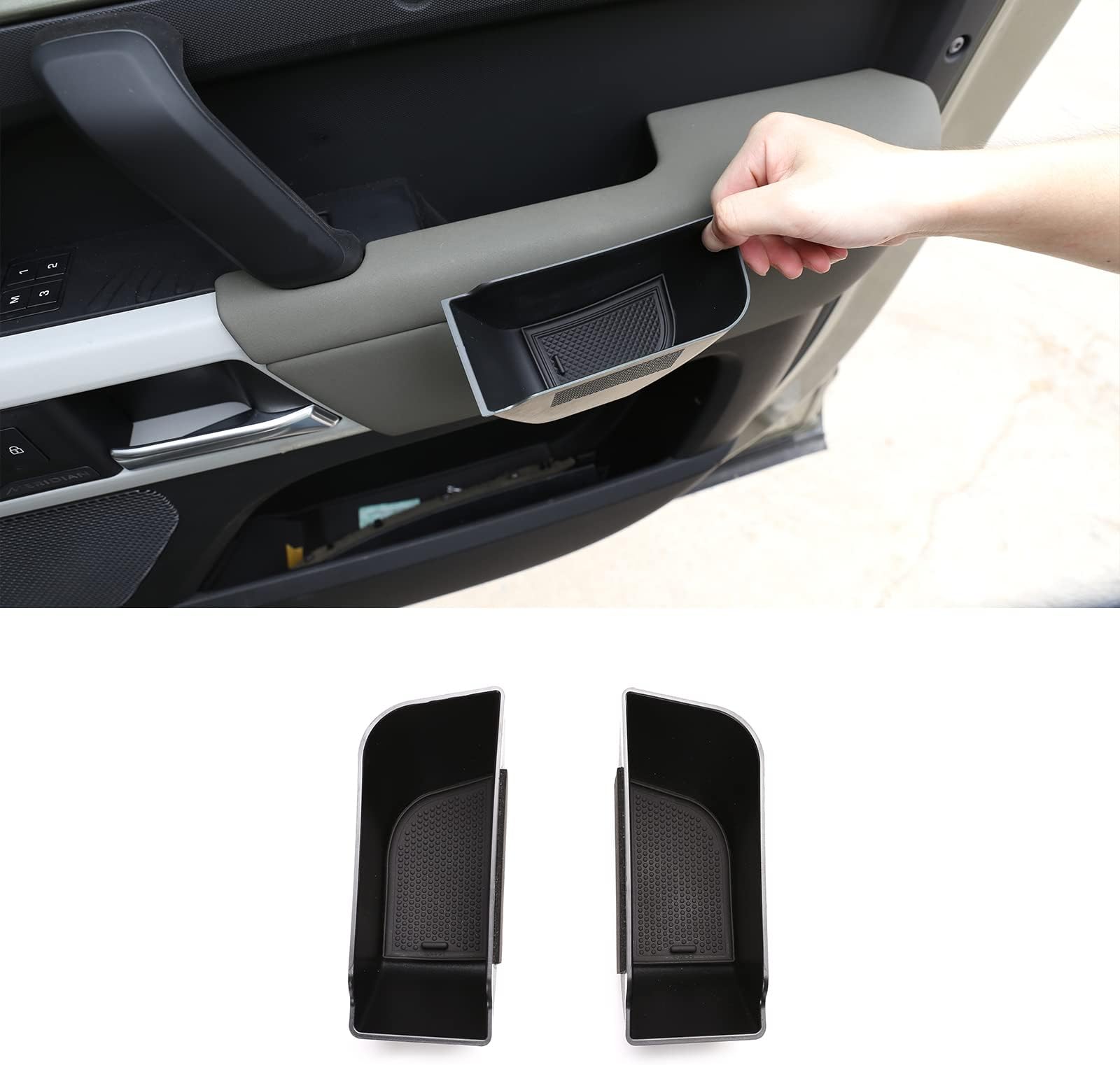 Compatible with Land Rover Defender 90 110 130 2020-2023 Front Row Door Organizer Storage Tray Armrest Box Phone Container Grab Handle Tray Insert Glove Pallet,2PCS