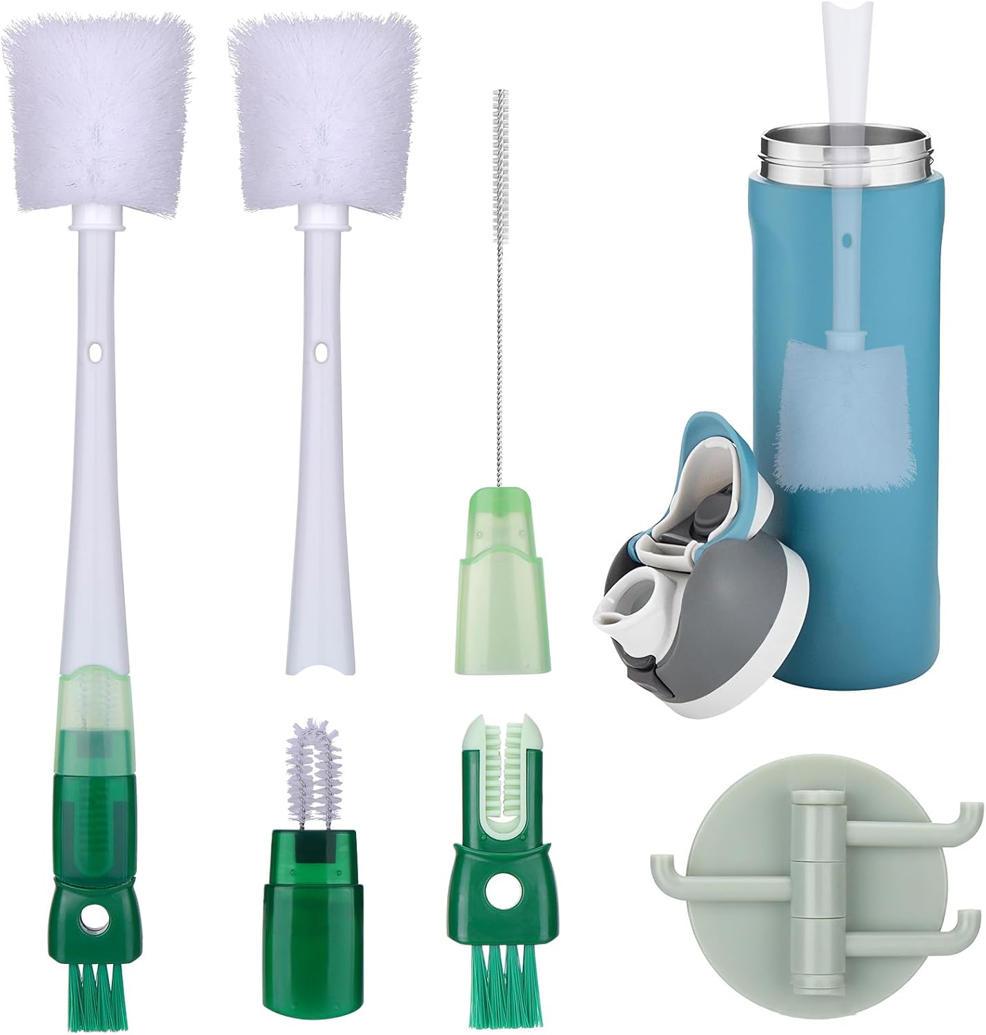 5-in-1 Straw Cleaner Brush Fit for Owala FreeSip 24oz/32oz/40oz, Multifunctional Water Bottle Cleaner Brush Kit for Owala/Stanley/Yeti Tumbler Cup Accessories (Blue)