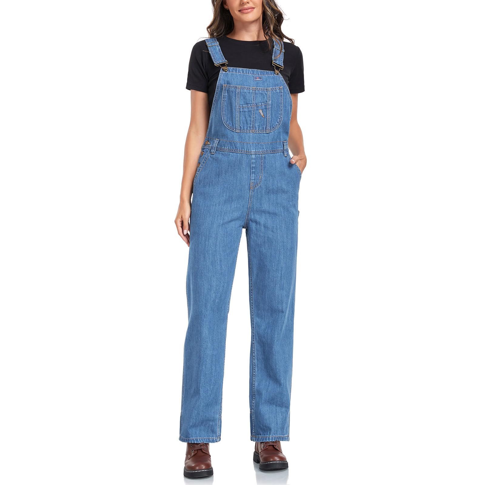 Photo 1 of HISEA Women's Denim Bib Overall, Womens Relaxed Fit Overalls Workwear with Adjustable Straps and Convenient Tool Pockets