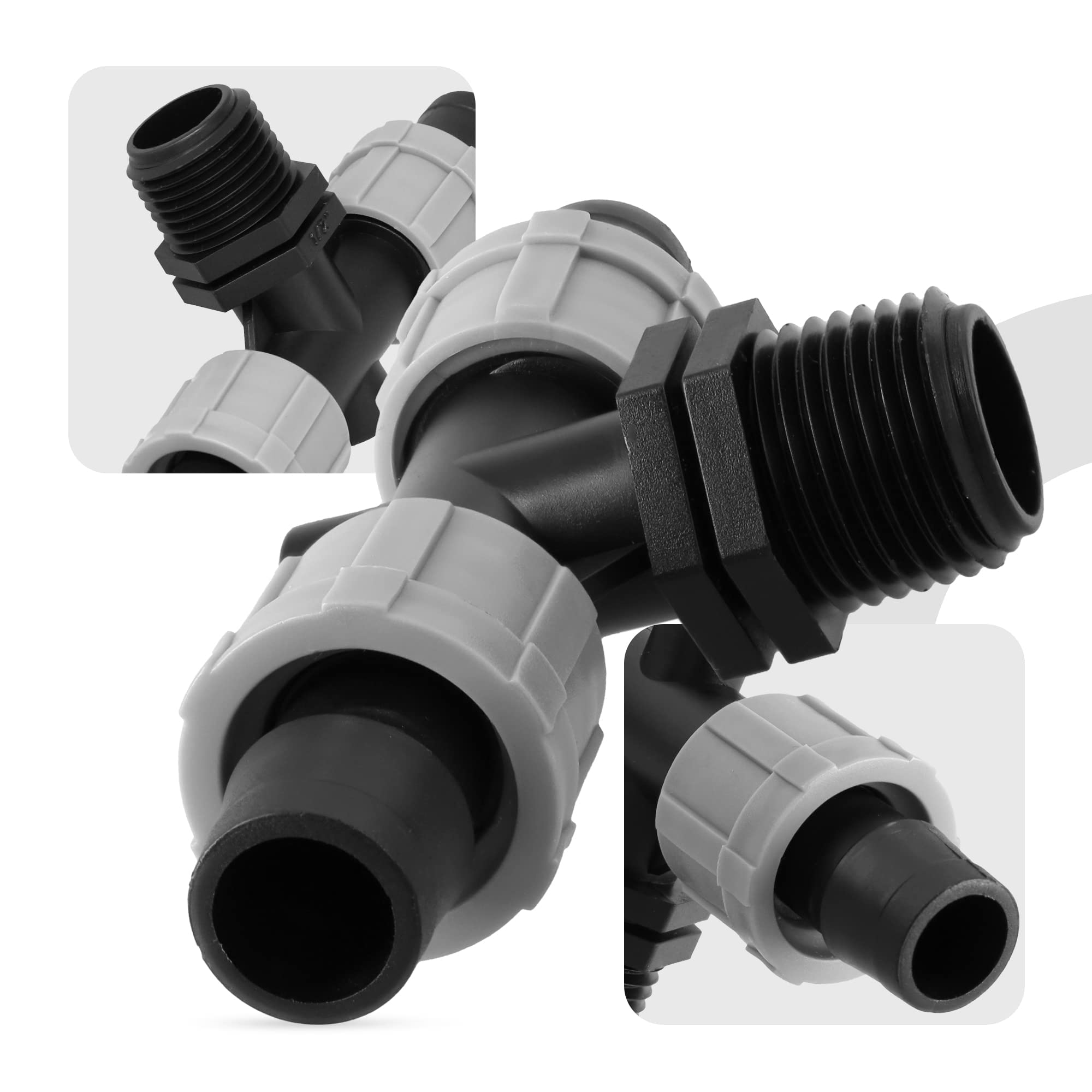 T-stuk Tx1/2''AGxT druppelband, druppelslang, koppeling, irrigatie, T- connector, irrigatieleiding, sprinklersystemen, slangverbinder, parelslang, V-verdeler, irrigatie-accessoires, tuin