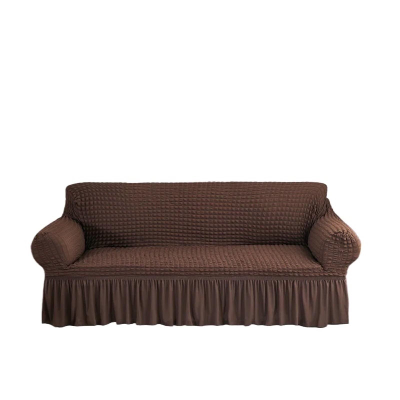 Housse de canapé extensible 2 places bulle net avec jupe de protection pour meuble