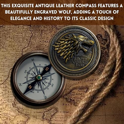 Brújula de Bolsillo Vintage de Latón con Estuche de Cuero miniatura 5