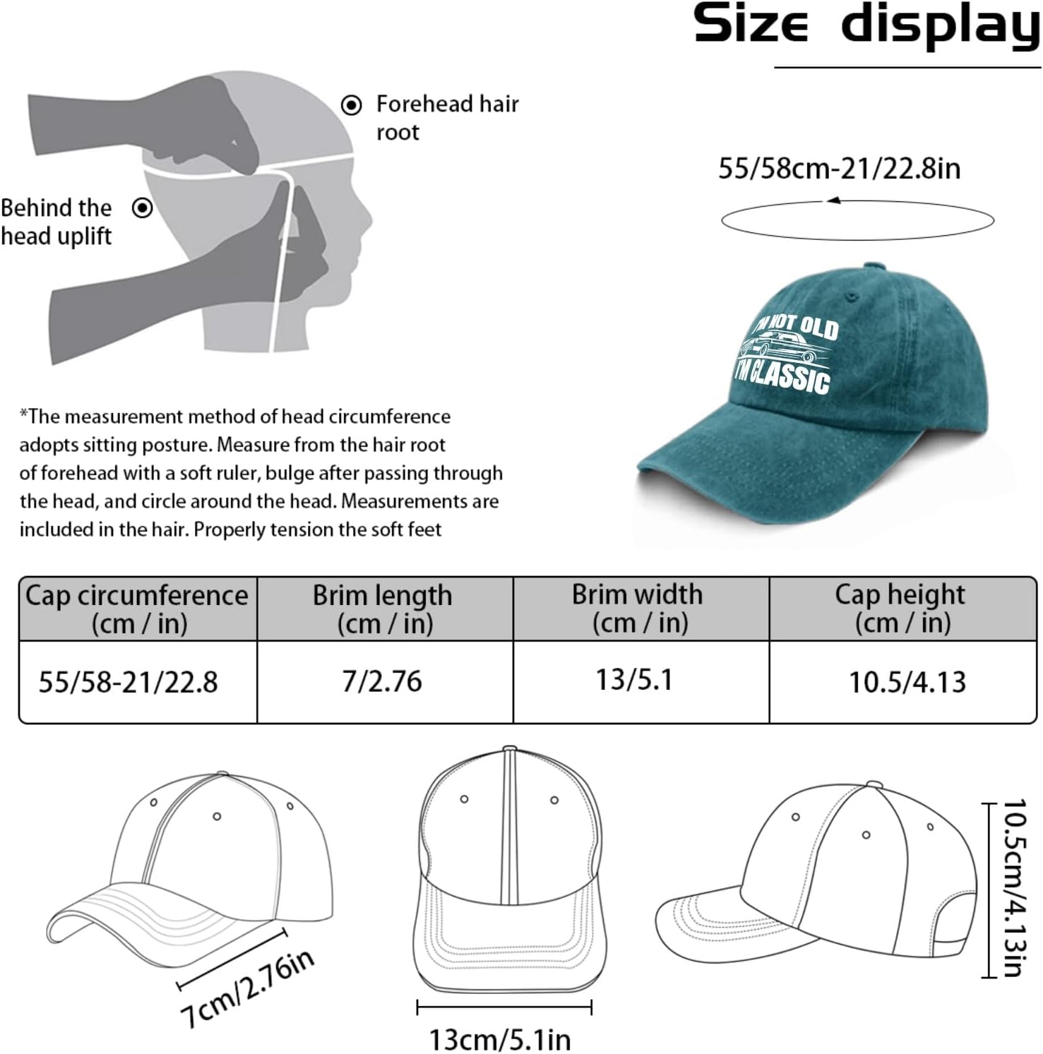 Retirement Birthday Gifts Hat I'm not Old I'm Classic Dad Hat for Men Vintage Denim Dad Hat Adjustable - Image 2