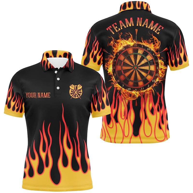 Personalisierte Dartscheibe mit Feuerflammen-Design - 3D-Darts-Shirts für Herren & Damen - Darts-Team-Trikots T1786