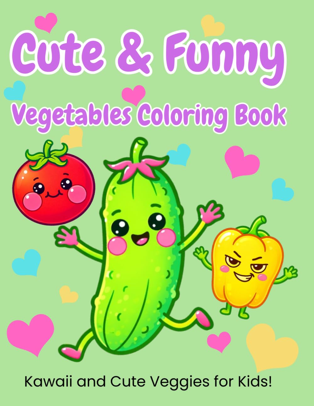 Kawaii Vegetables Coloring Book: Cute and Easy Veggies for Kids Ages 3-6 | Simple Fun Coloring Pages for Little Artists (Kawaii Kids Coloring Series)